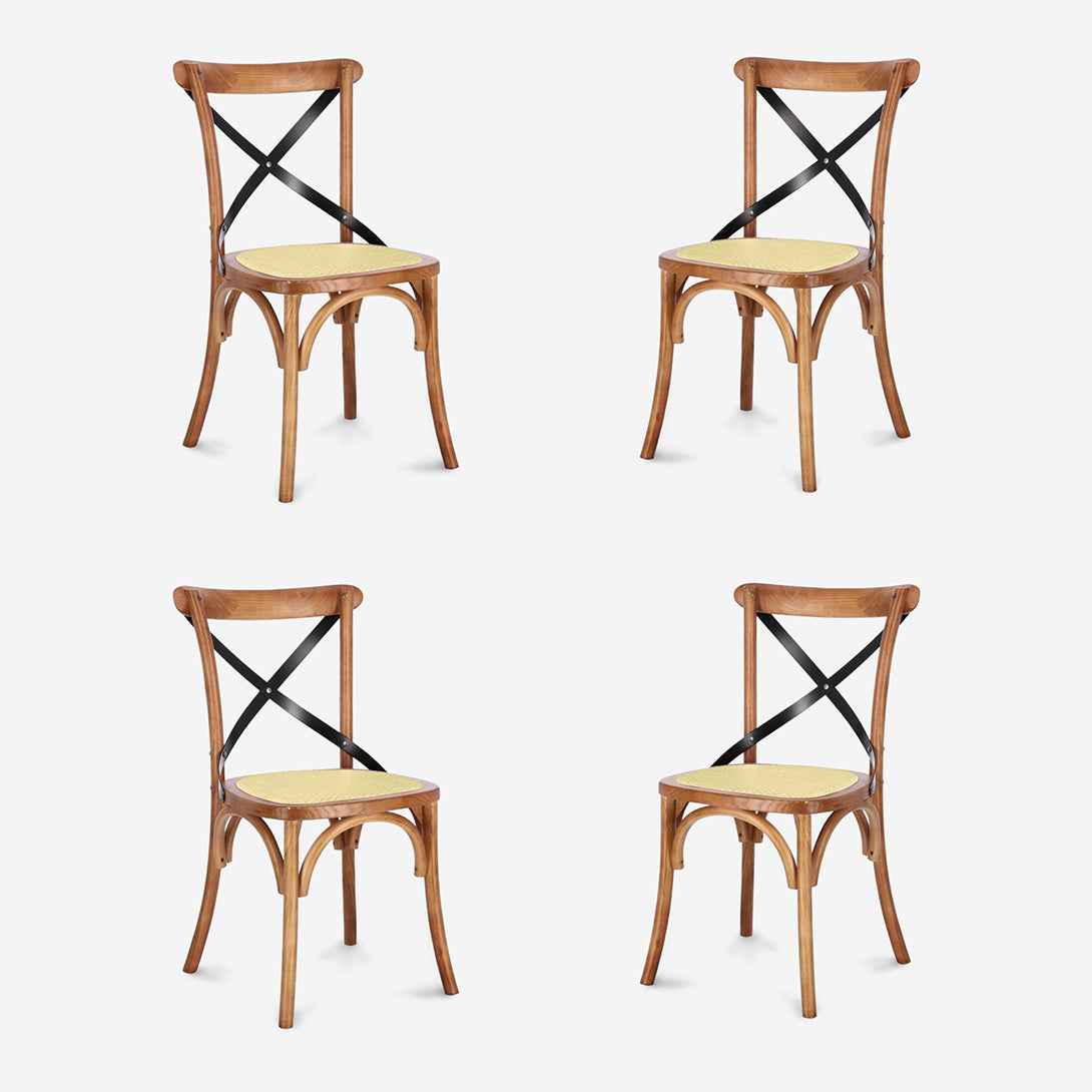 Pack 4 Sillas Crossback Madera Natural | Rústico y Chic