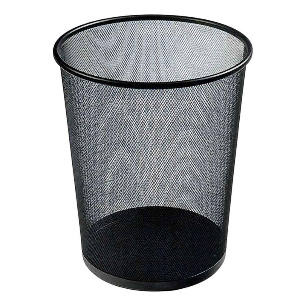 Basurero Metálico Redondo Negro | Papelero de Oficina 26x29 cm | Ideal para Home Office