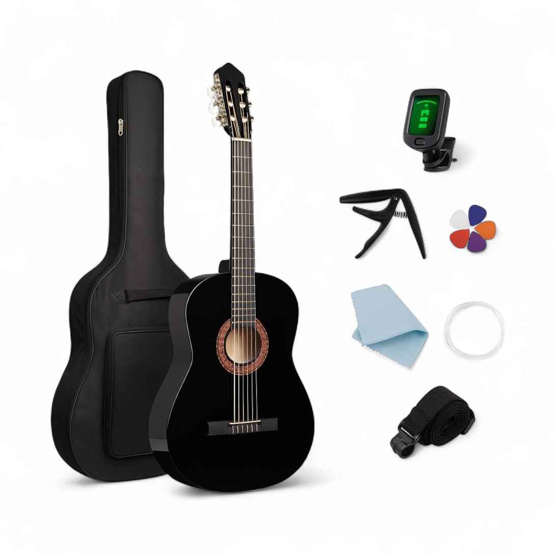 Guitarra Acústica con Accesorios | 39" Clásica Negra