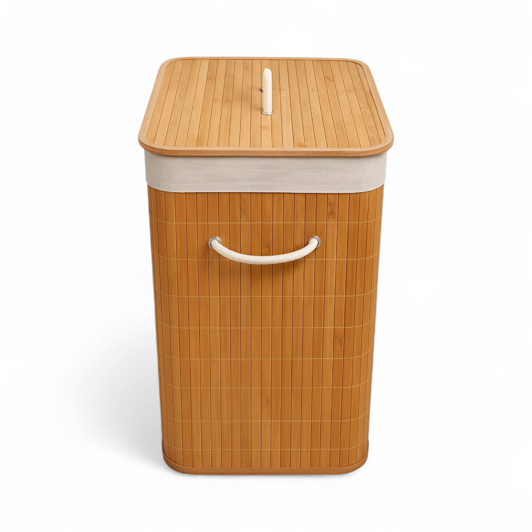 Canasto de ropa bamboo con tapa