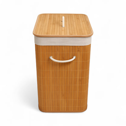 Canasto de ropa bamboo con tapa