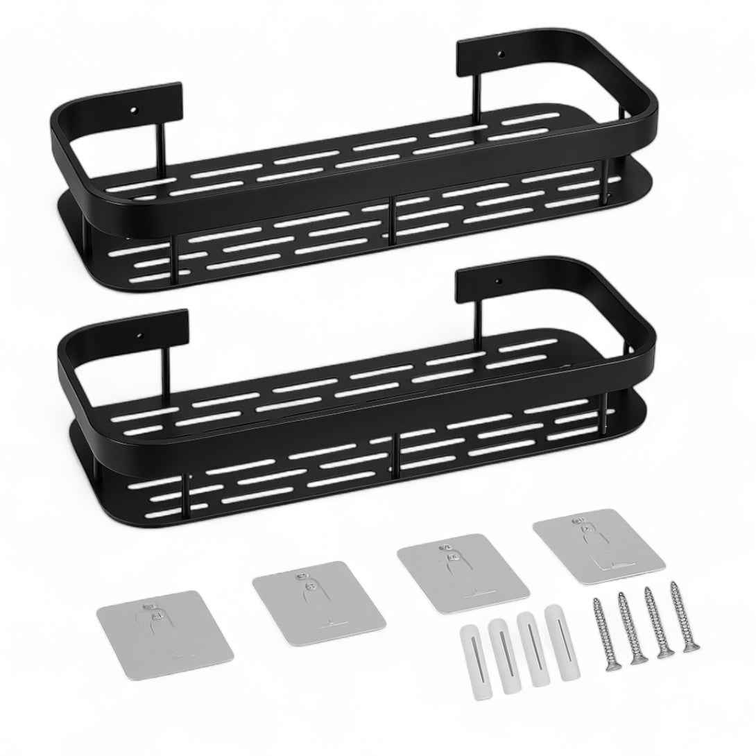 Set de 2 Organizadores de Baño en Acero Inoxidable Negro