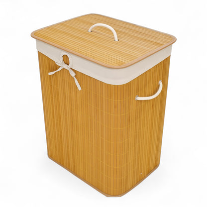 Canasto de ropa bamboo con tapa