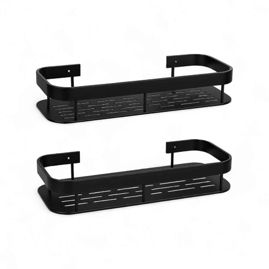 Set de 2 Organizadores de Baño en Acero Inoxidable Negro