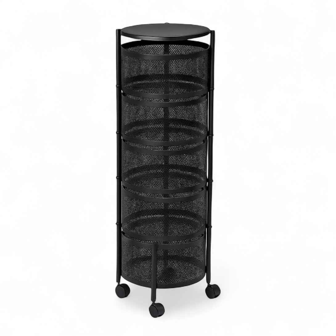 Frutero de 5 Niveles con Ruedas | Organizador Metálico Negro