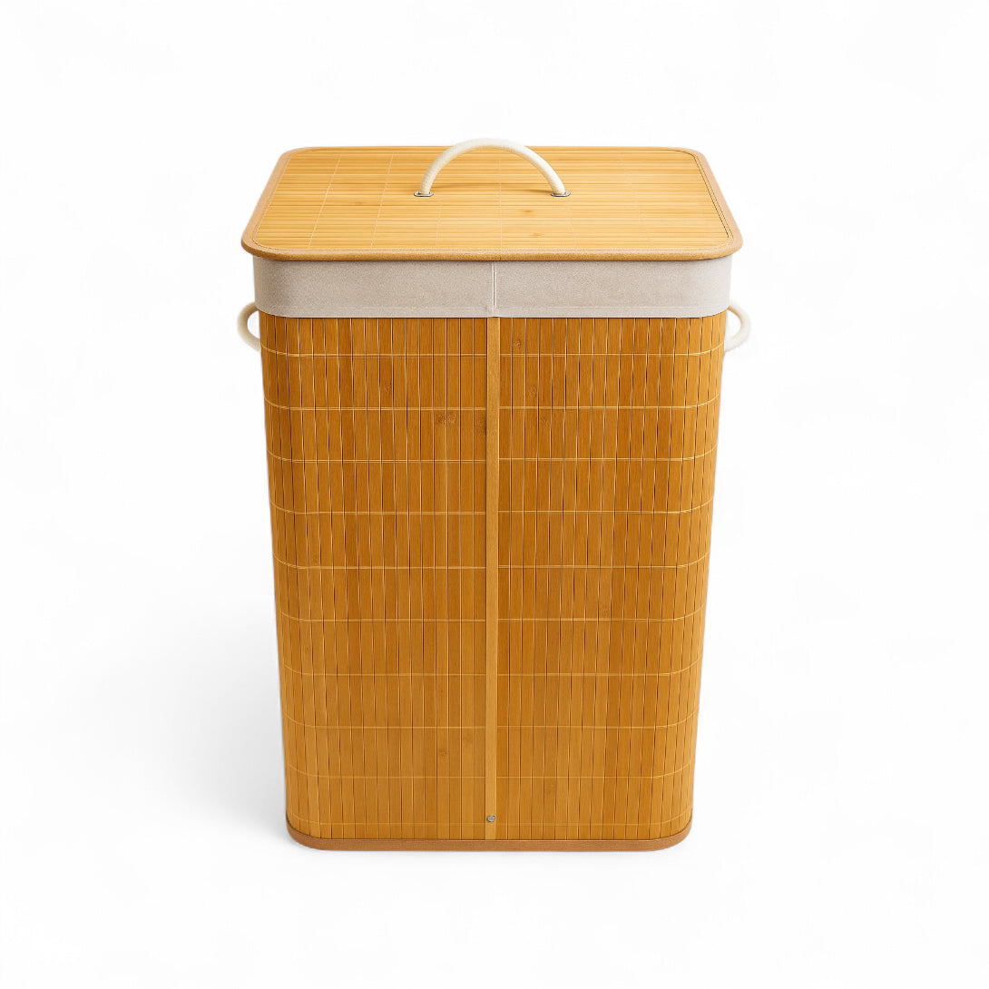 Canasto de ropa bamboo con tapa