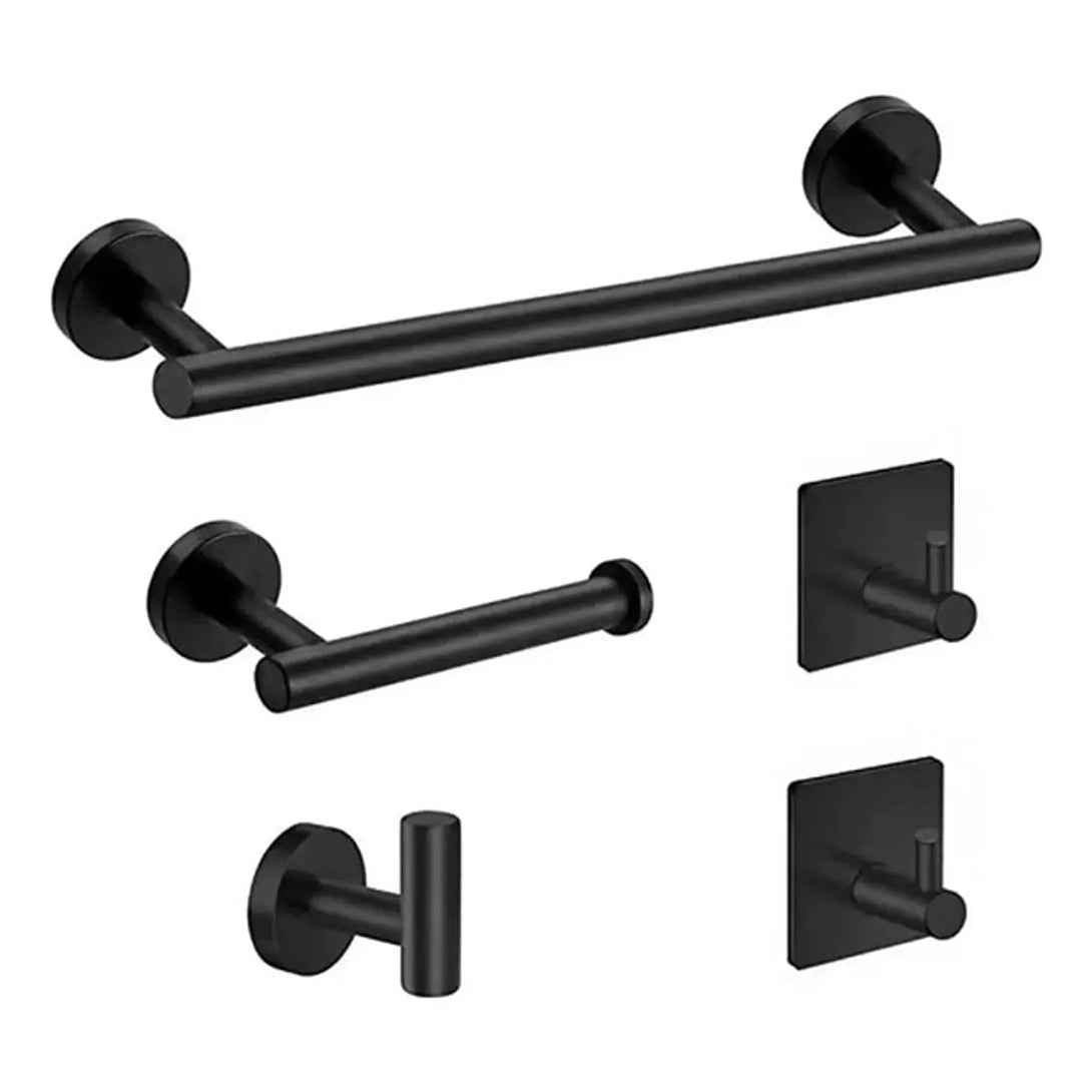 Set de Accesorios de Baño Negro Mate (5 Piezas) | Estilo y Organización