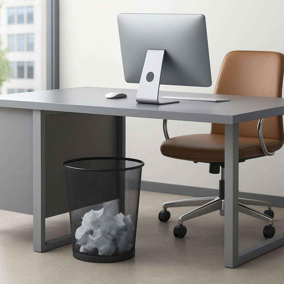 Basurero Metálico Redondo Negro | Papelero de Oficina 26x29 cm | Ideal para Home Office