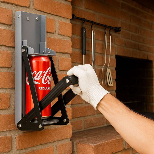 Aplasta latas y abrebotellas de aluminio uso