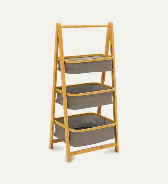 Estante Organizador Plegable 3 Niveles | Cestas de Tela Gris