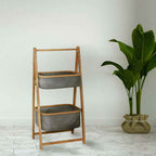 Organizador de Tela Plegable | Estante de 2 Niveles para Baño y Hogar Gris