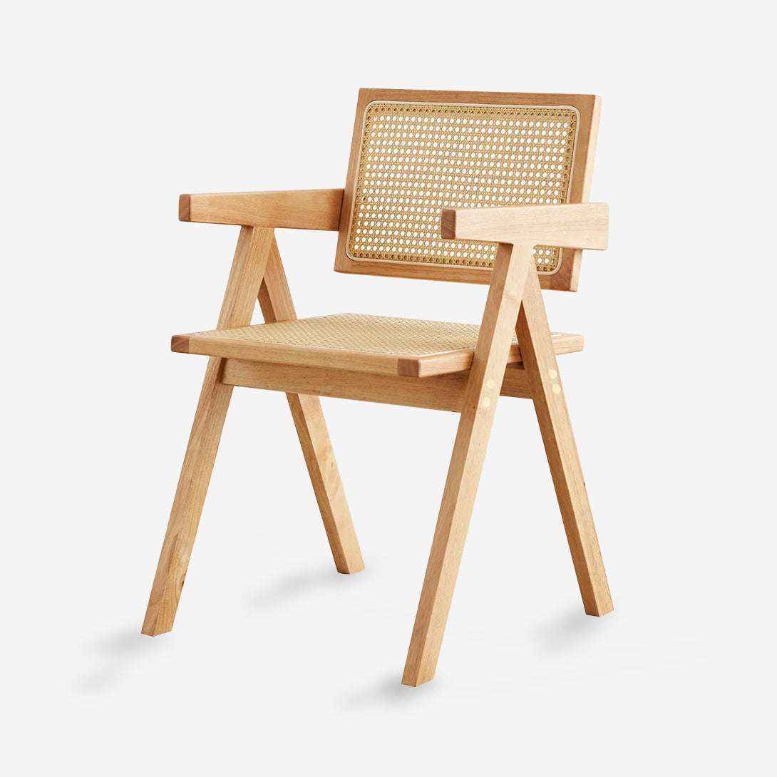 Pack 4 Sillas Chandigarh | Madera Natural y Ratán