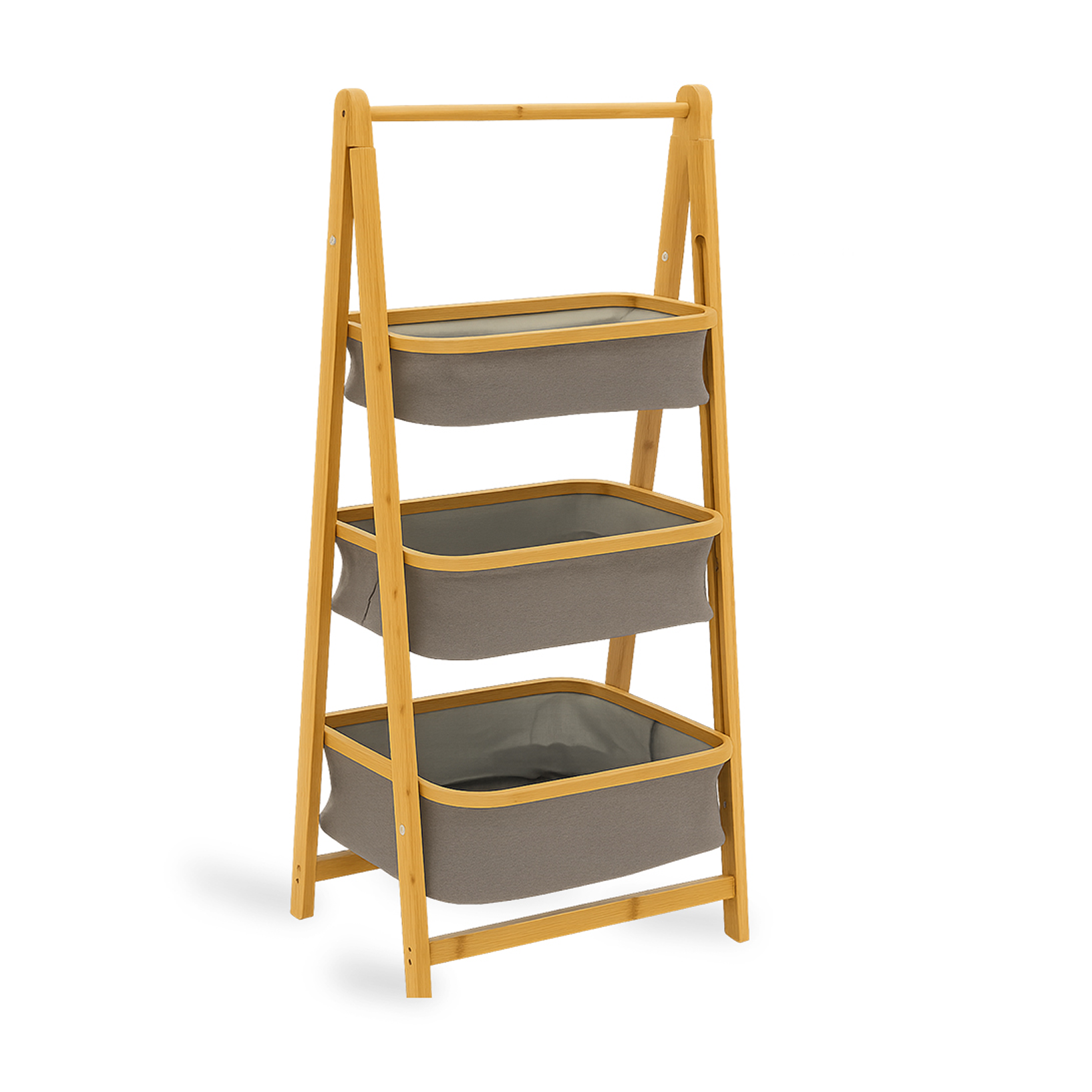 Estante Organizador Plegable 3 Niveles | Cestas de Tela Gris
