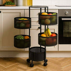 Frutero de 5 Niveles con Ruedas | Organizador Metálico Negro