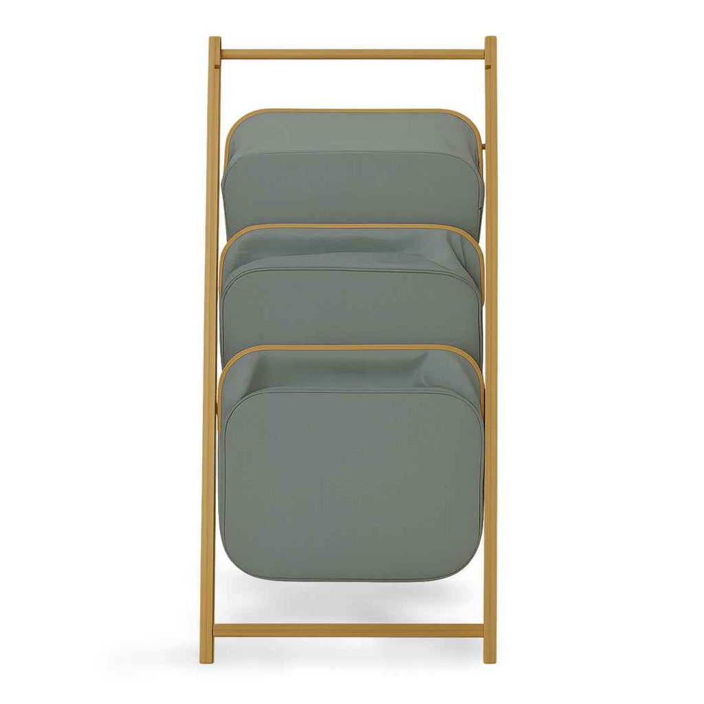 Estante Organizador Plegable 3 Niveles | Cestas de Tela Gris