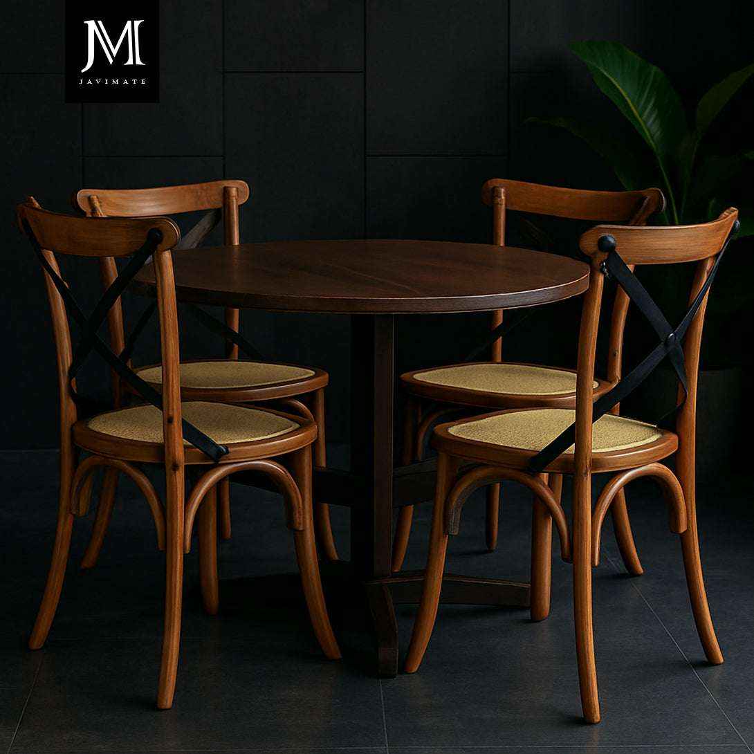 Pack 4 Sillas Crossback Madera Natural | Rústico y Chic
