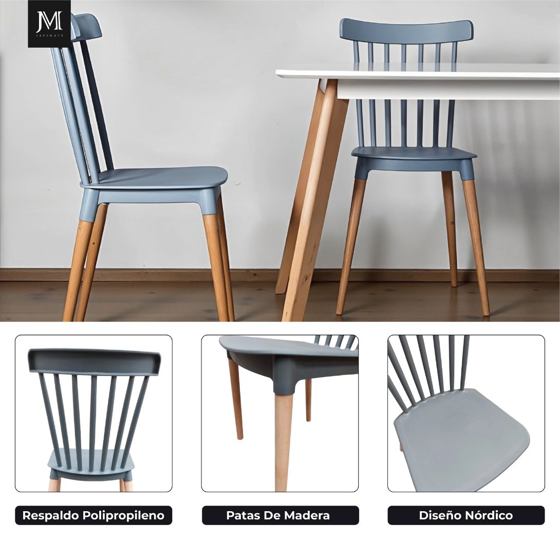 Pack 6 Sillas Windsor Gris