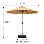 Quitasol Terraza Recto 2,7 Mt Café + Base 22 Litros