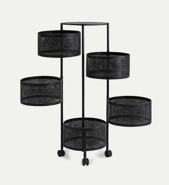 Frutero de 5 Niveles con Ruedas | Organizador Metálico Negro