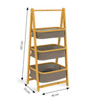 Estante Organizador Plegable 3 Niveles | Cestas de Tela Gris