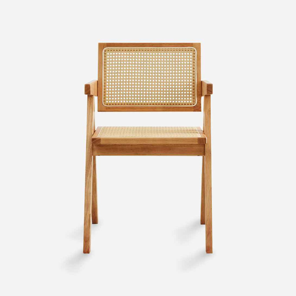 Pack 4 Sillas Chandigarh | Madera Natural y Ratán