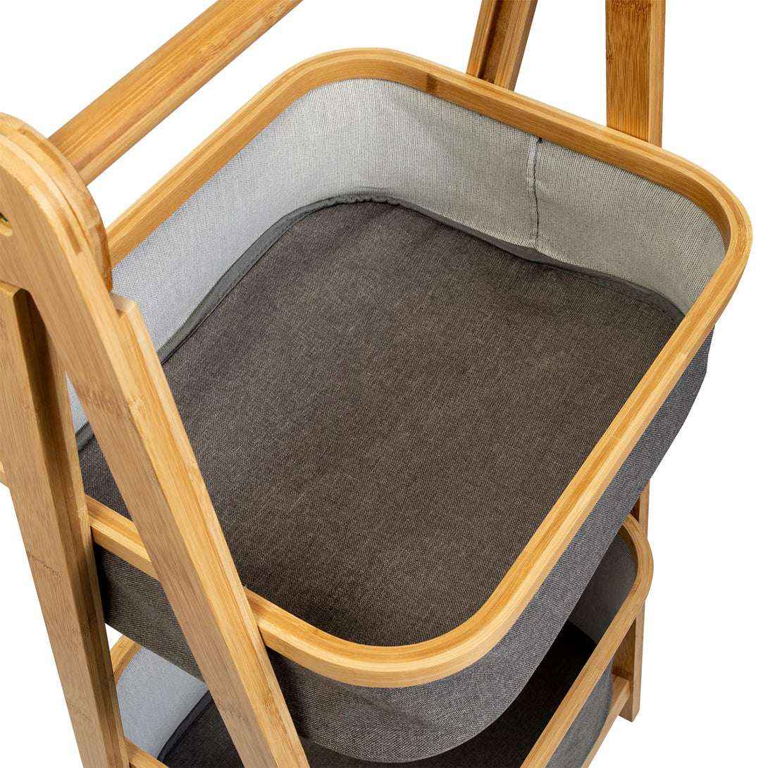 Organizador de Tela Plegable | Estante de 2 Niveles para Baño y Hogar Gris