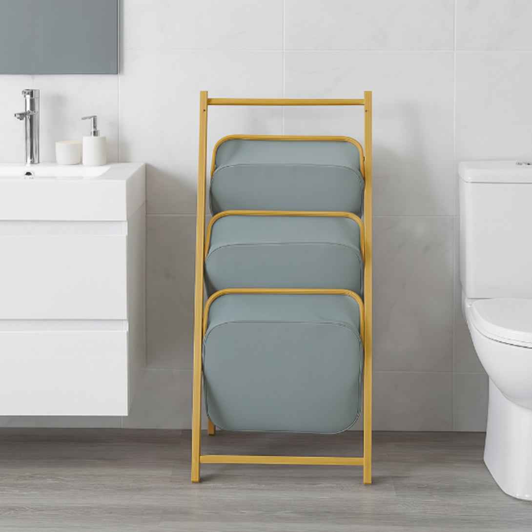 Estante Organizador Plegable 3 Niveles | Cestas de Tela Gris
