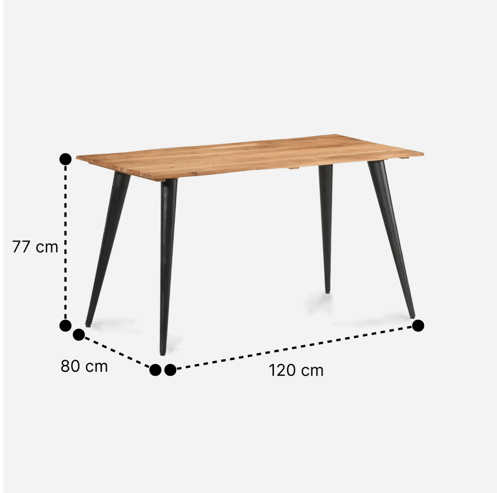 Mesa Aneto | Diseño Orgánico con Cubierta de Madera y Patas Metálicas