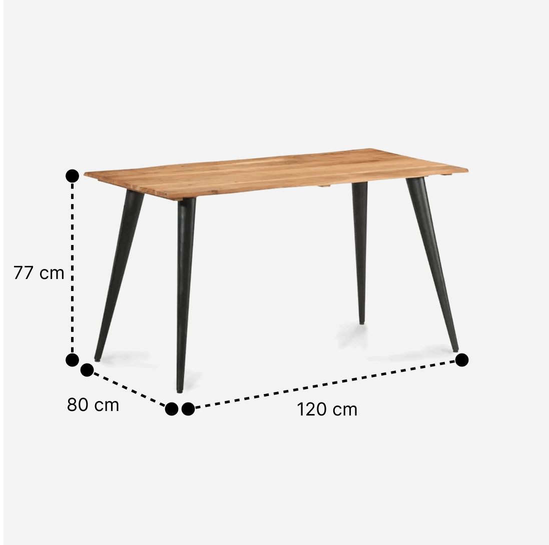 Mesa Aneto | Diseño Orgánico con Cubierta de Madera y Patas Metálicas