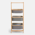 Estante Organizador Plegable 3 Niveles | Cestas de Tela Gris