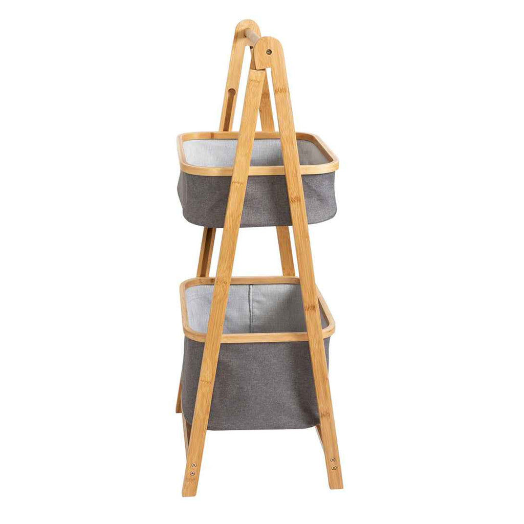 Organizador de Tela Plegable | Estante de 2 Niveles para Baño y Hogar Gris
