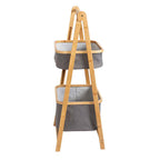 Organizador de Tela Plegable | Estante de 2 Niveles para Baño y Hogar Gris