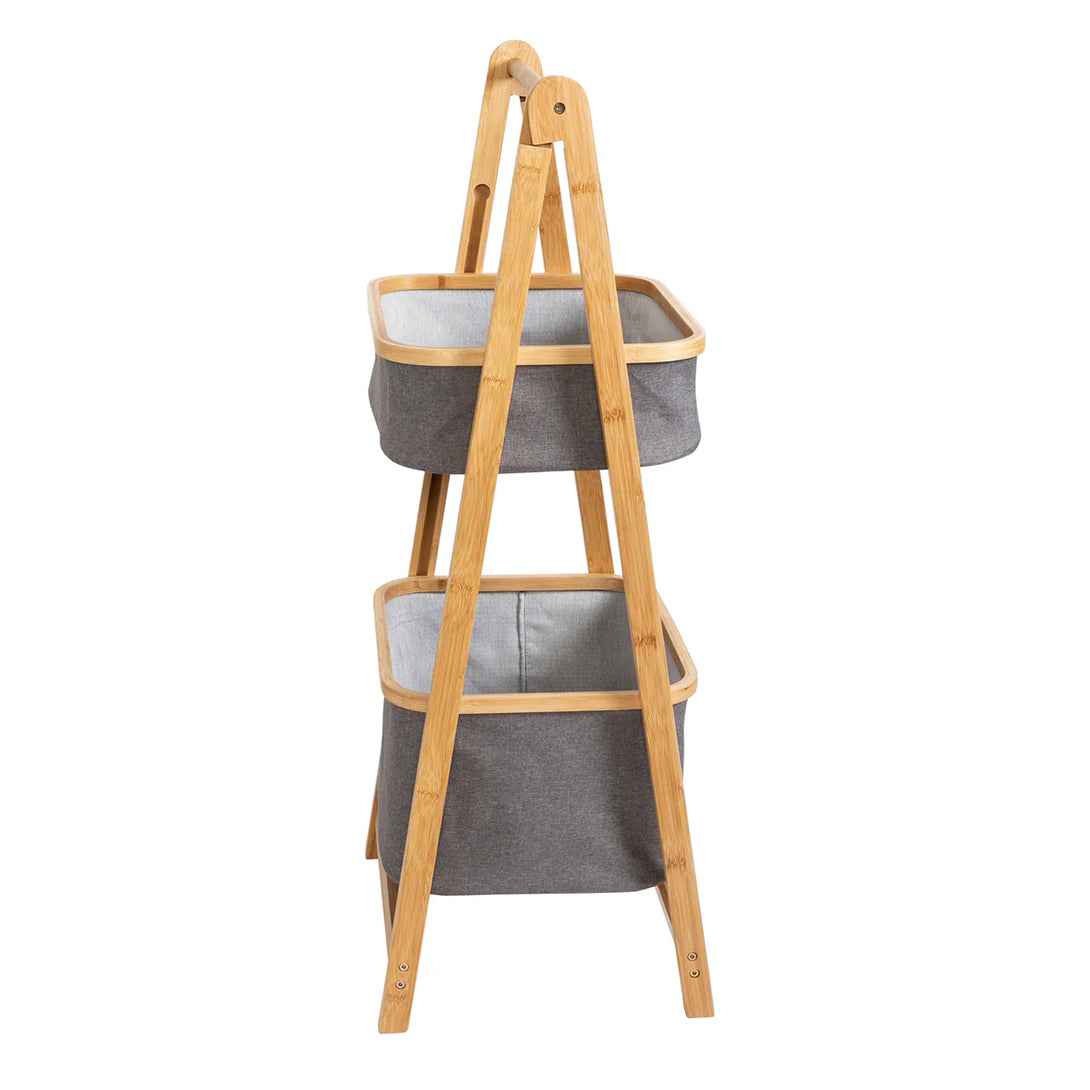 Organizador de Tela Plegable | Estante de 2 Niveles para Baño y Hogar Gris