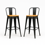 Pack 2 Taburetes Tolix | Asiento de Madera Negro