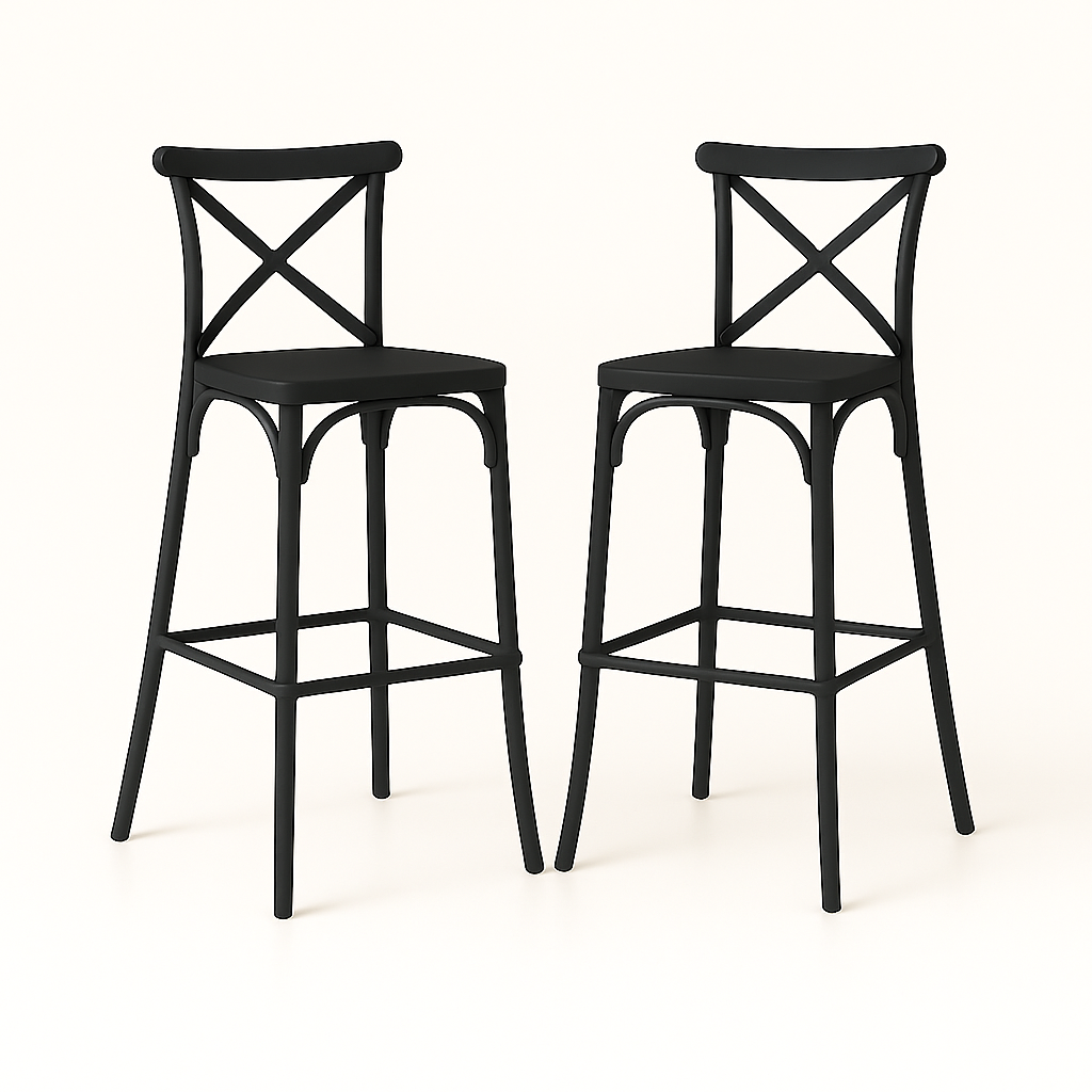 Pack 2 Taburetes Danubio Negro| Diseño Industrial en Polipropileno