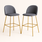 Pack 2 Taburetes Deluxe Gold Gris | patas doradas en metal + felpa