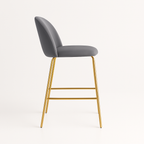Pack 4 Taburetes Deluxe Gold Gris | patas doradas en metal + felpa