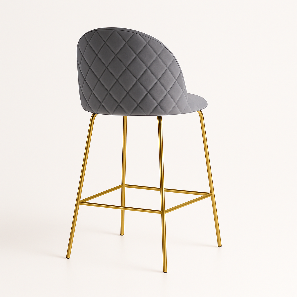 Pack 4 Taburetes Deluxe Gold Gris | patas doradas en metal + felpa