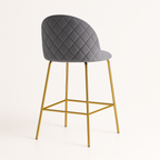 Pack 4 Taburetes Deluxe Gold Gris | patas doradas en metal + felpa