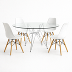 Comedor Eames Redondo Steel de Vidrio 80 cm | 4 Sillas Eames Mid-Century