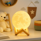 3D Moon Lamp | Lámpara Luna 16 Colores con Control y Base de Madera