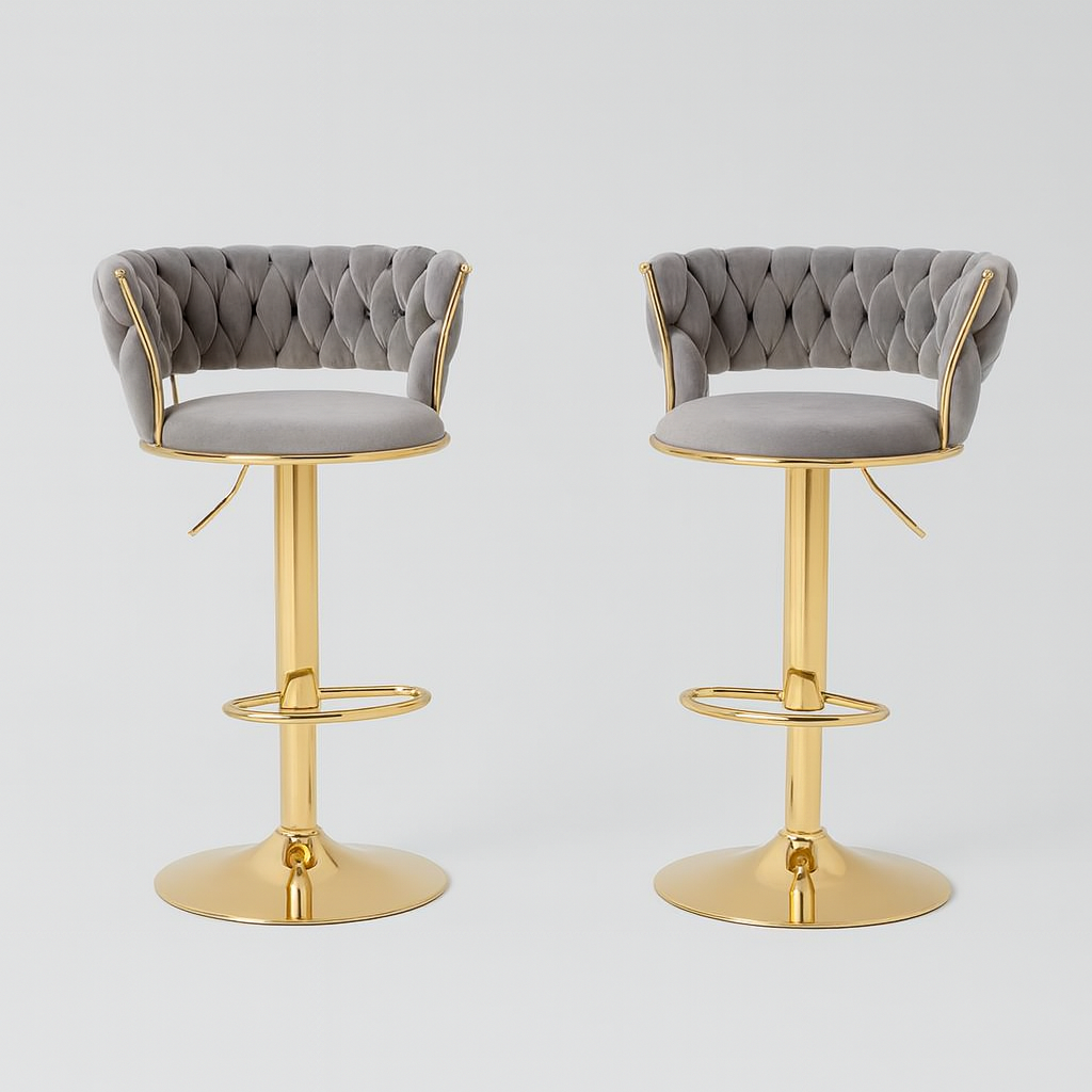 Pack 2 Taburetes Queen | Terciopelo, Altura Ajustable y Giro 360° | Elegancia y Confort