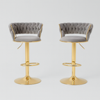 Pack 2 Taburetes Queen | Terciopelo, Altura Ajustable y Giro 360° | Elegancia y Confort