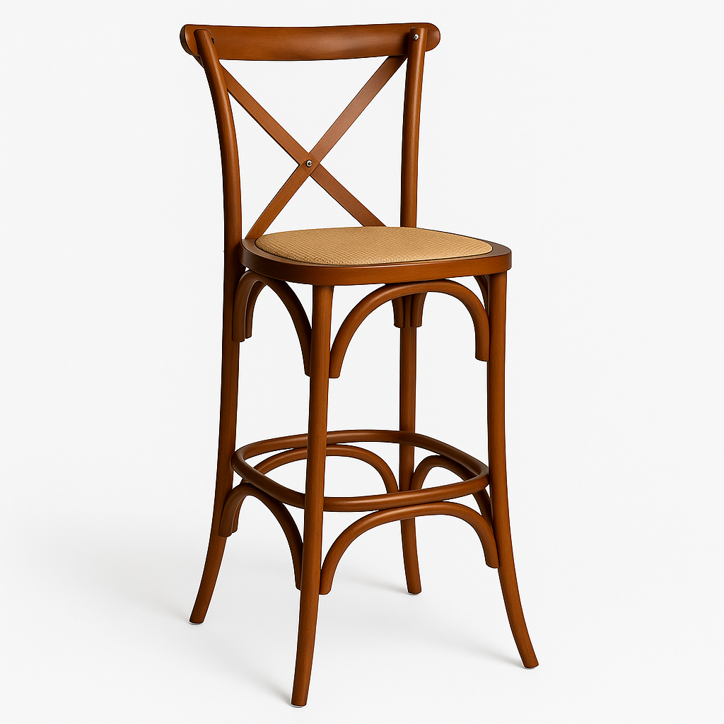 Taburete Crossback 66cm | Madera de Haya y Rattan