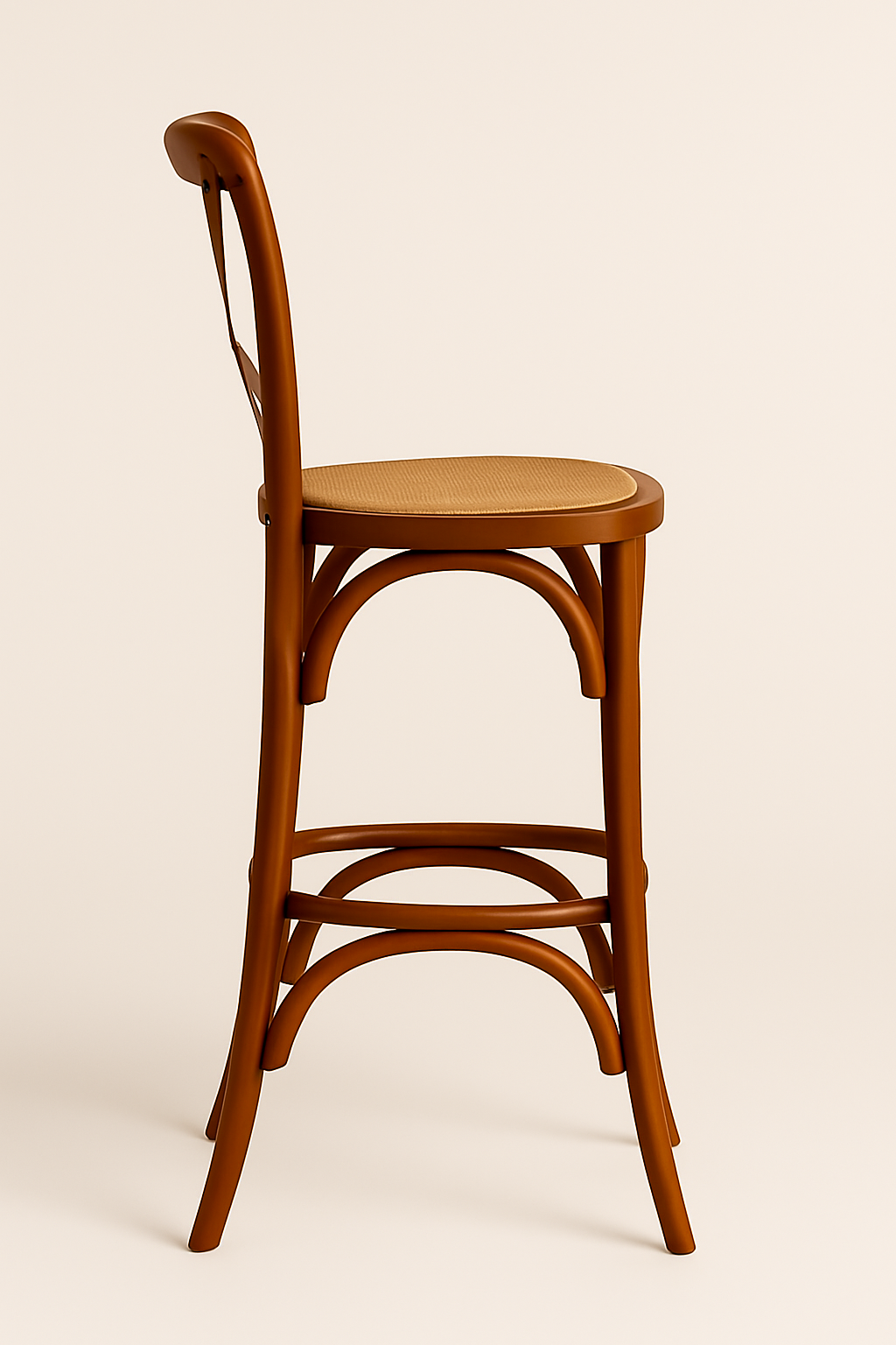 Taburete Crossback 66cm | Madera de Haya y Rattan