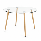 Mesa Lyon de Vidrio Redonda Pata Madera 120 CM