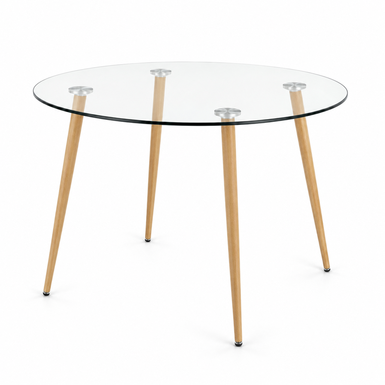 Mesa Lyon de Vidrio Redonda Pata Madera 120 CM