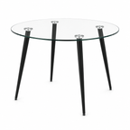 Mesa Lyon de Vidrio Redonda Pata Color Negro 120 CM