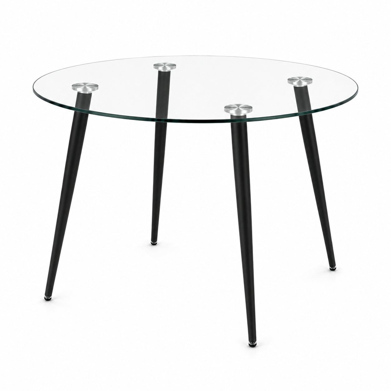 Mesa Lyon de Vidrio Redonda Pata Color Negro 120 CM