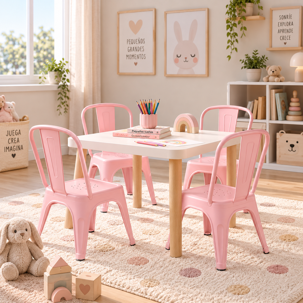 Pack 4 Sillas Infantiles Tolix de Polipropileno - COLORES